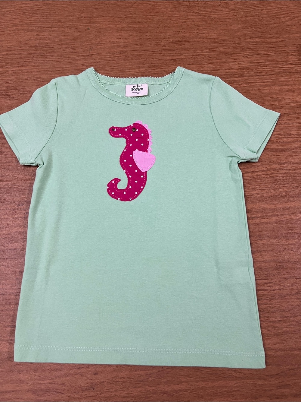 Vintage Mini Boden sea horse applique tshirt size 5/6